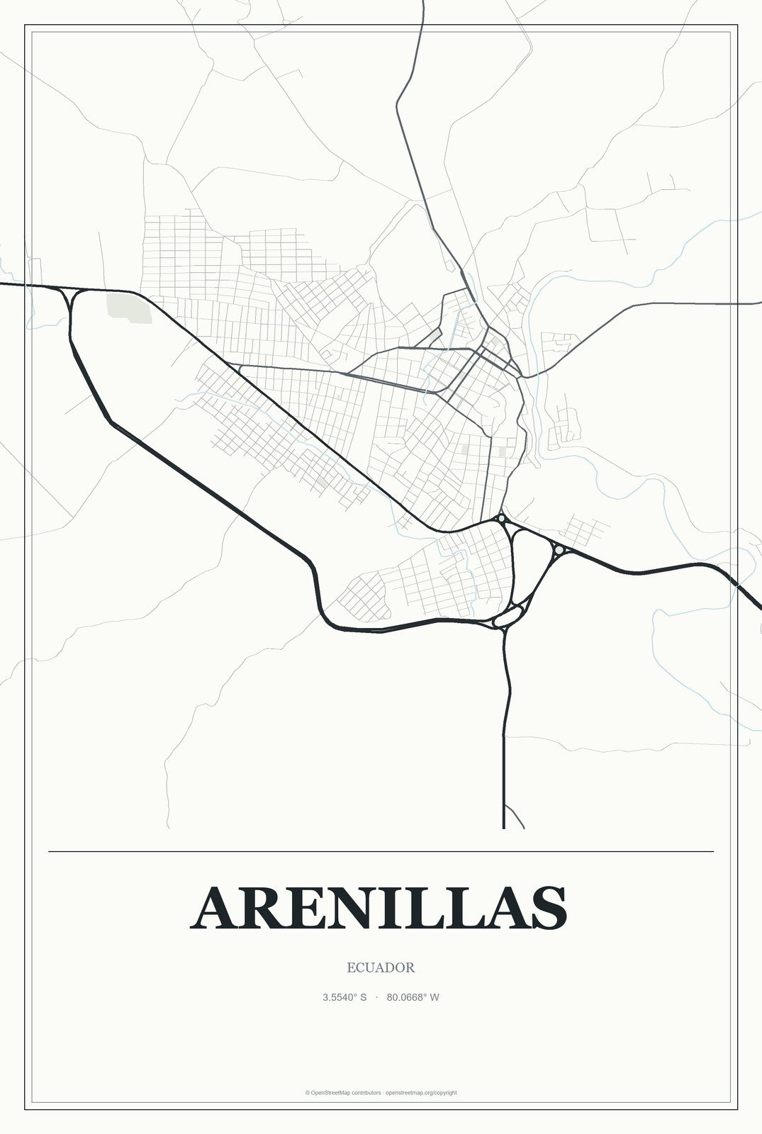Arenillas, Ecuador City Map Aluminum Sign in Gallery Air style
