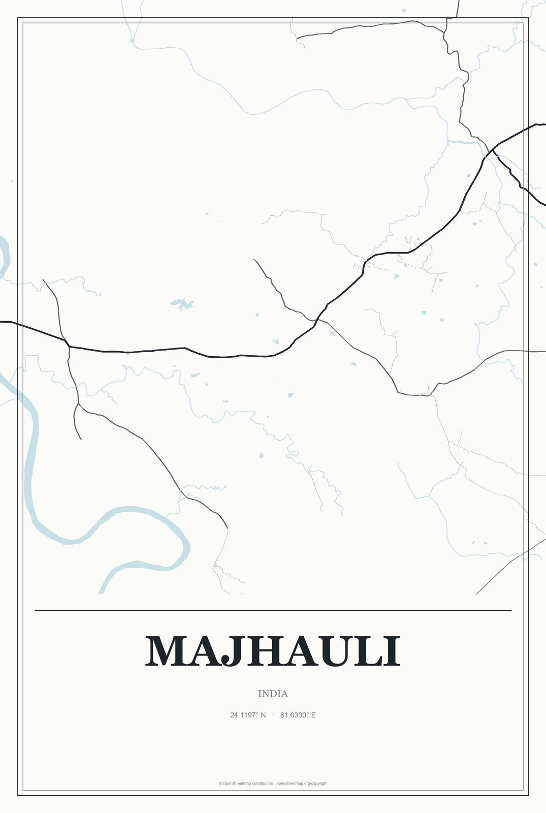 Majhauli, India City Map Aluminum Sign in Gallery Air style