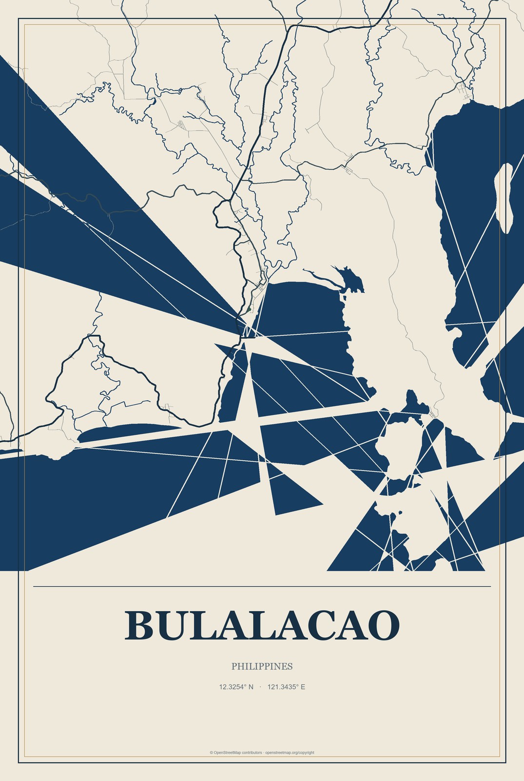 Bulalacao, Philippines City Map Aluminum Sign in Coastal Cutout style