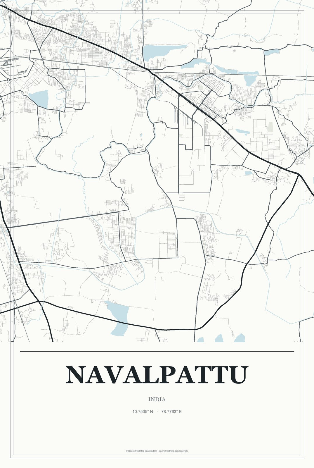 Navalpattu, India City Map Aluminum Sign in Gallery Air style