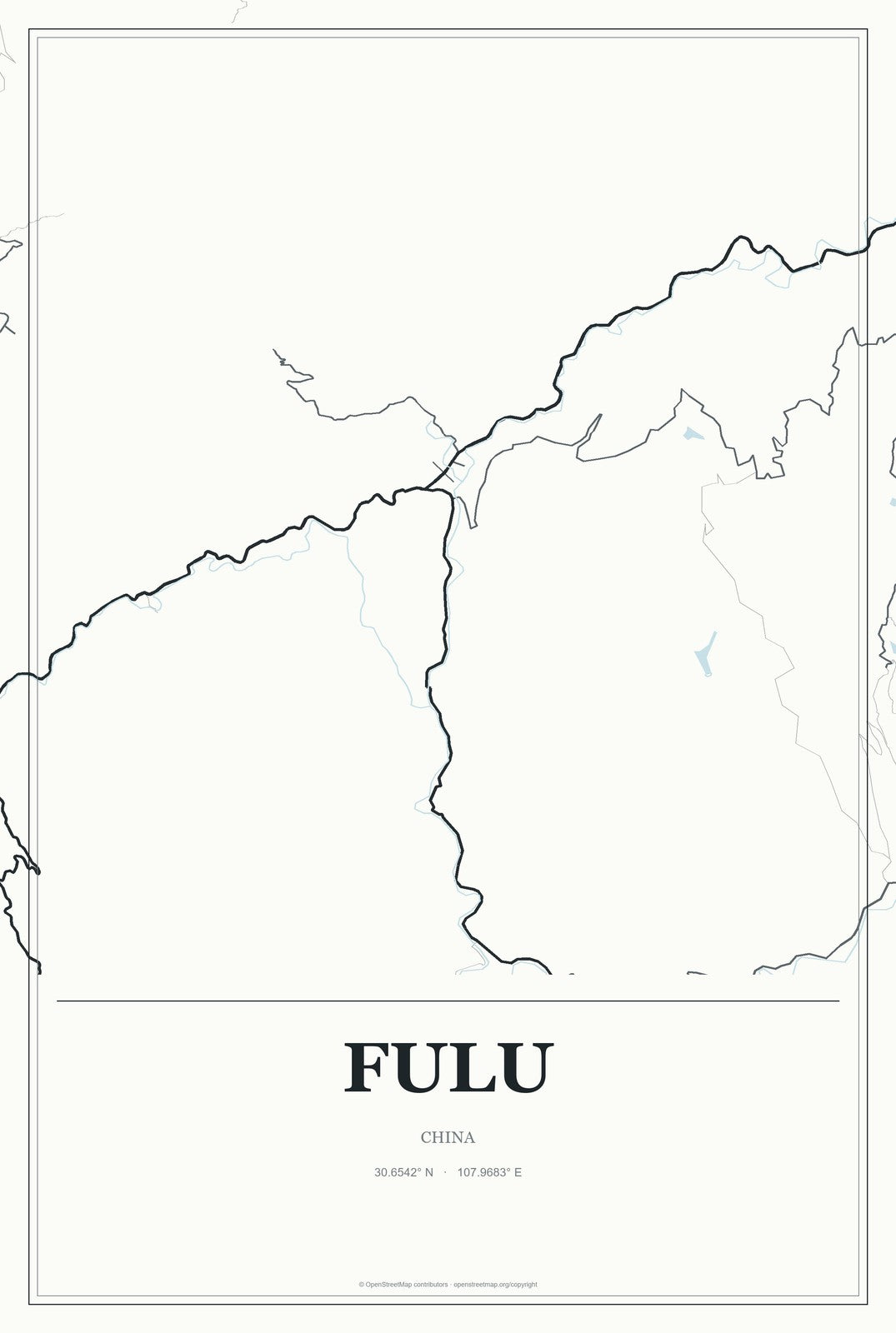 Fulu, China City Map Aluminum Sign in Gallery Air style