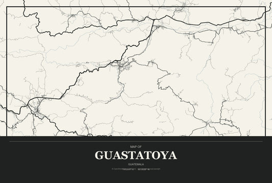 Guastatoya, Guatemala City Map Aluminum Sign in Museum Plaque style