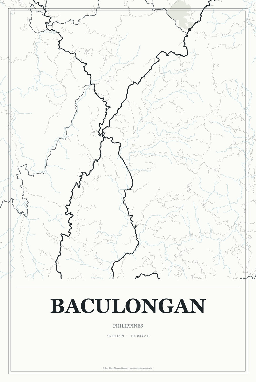 Baculongan, Philippines City Map Aluminum Sign in Gallery Air style