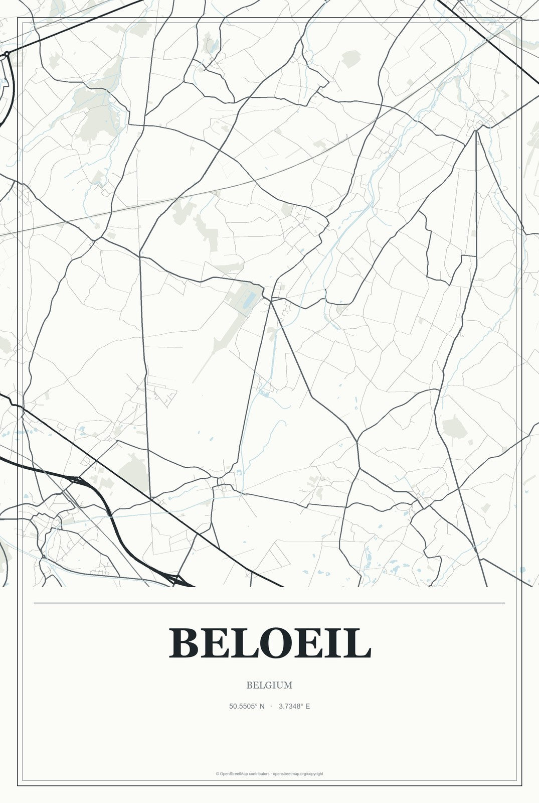 Beloeil, Belgium City Map Aluminum Sign in Gallery Air style