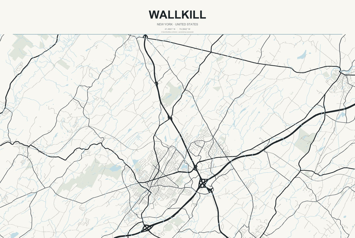 Wallkill, New York City Map Aluminum Sign in Headline Atlas style