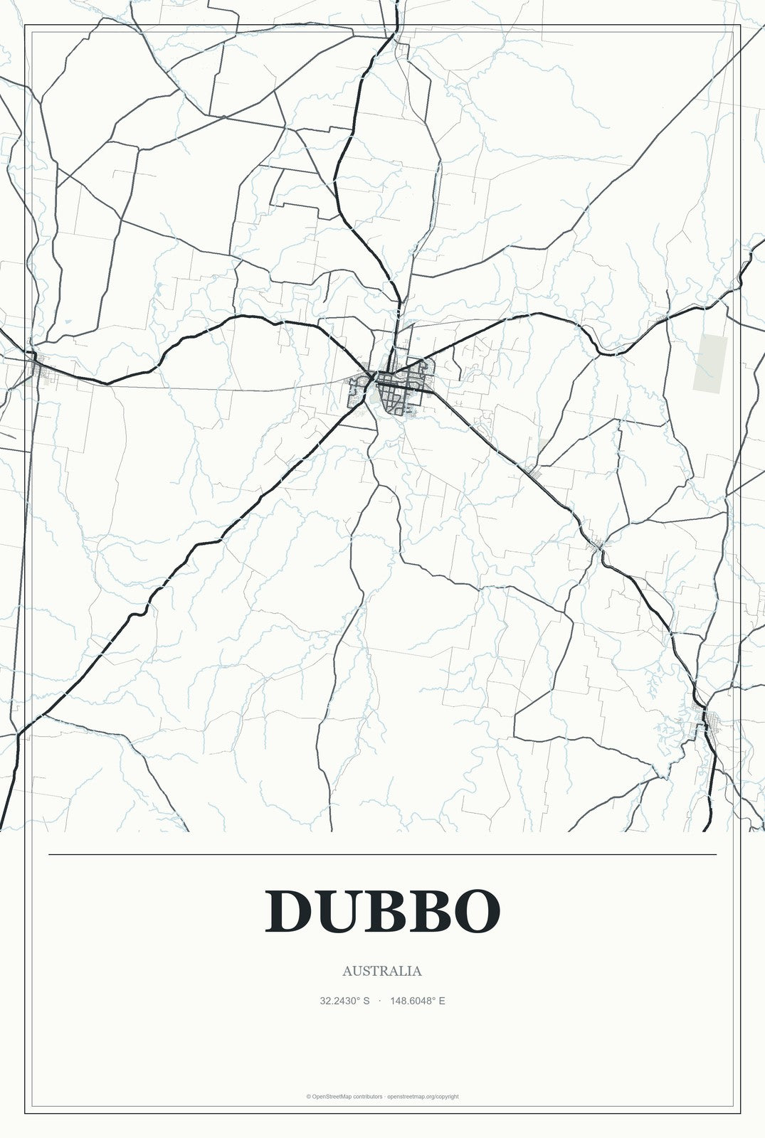 Dubbo, Australia City Map Aluminum Sign in Gallery Air style