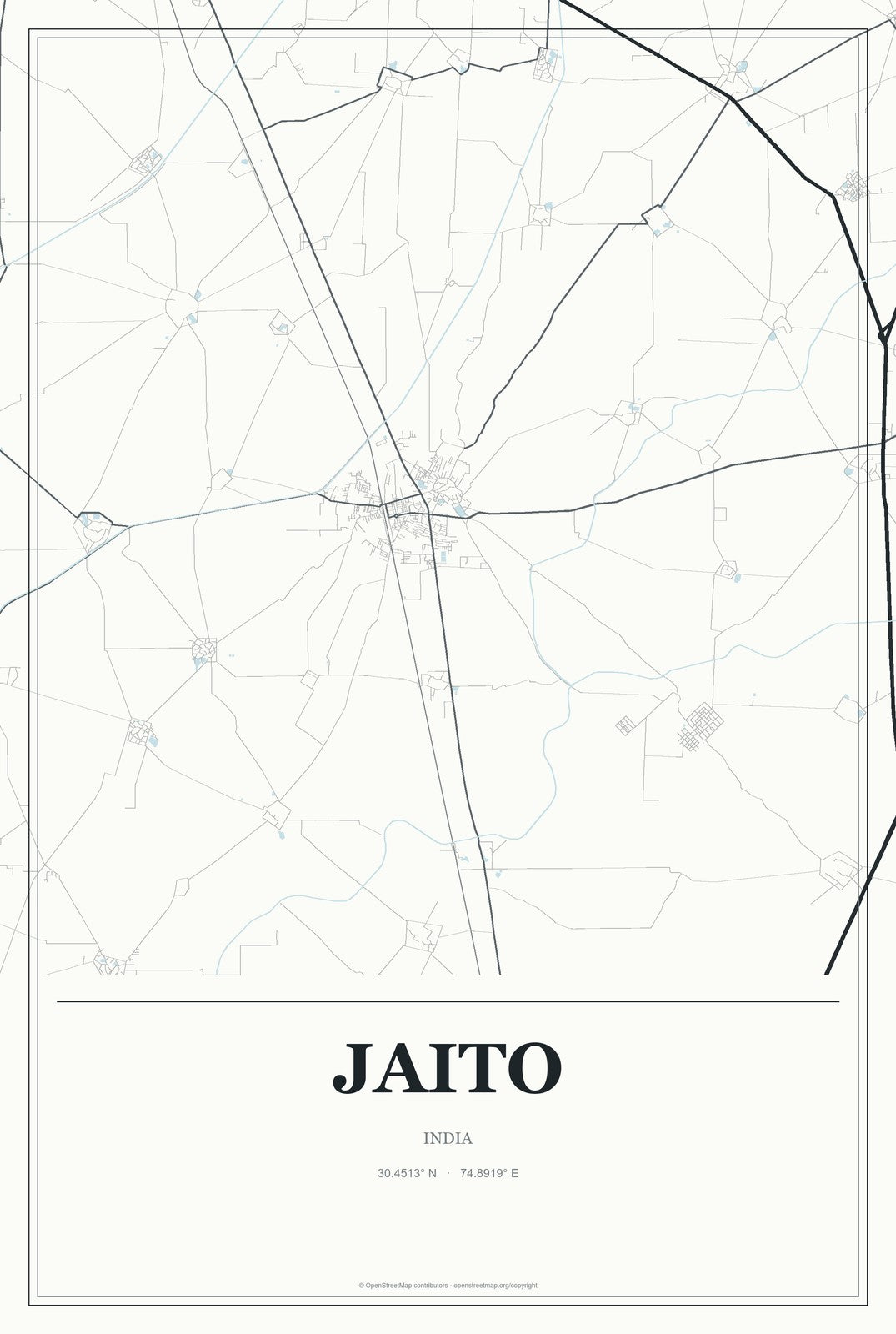 Jaito, India City Map Aluminum Sign in Gallery Air style