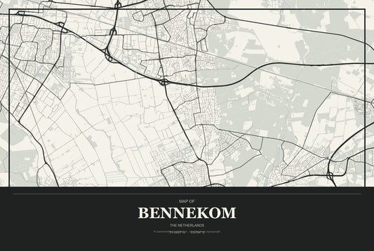 Bennekom, The Netherlands City Map Aluminum Sign in Museum Plaque style