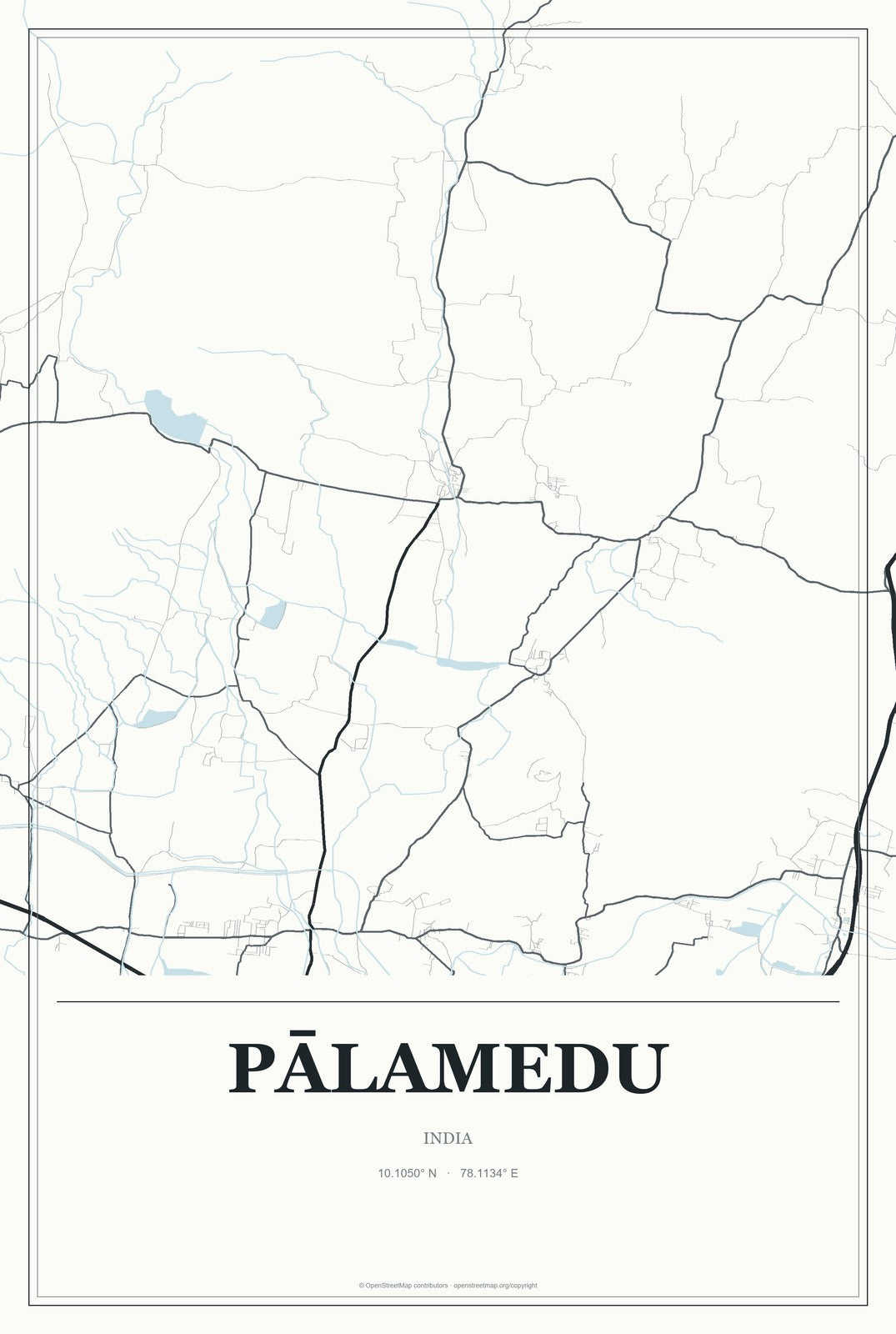Pālamedu, India City Map Aluminum Sign in Gallery Air style