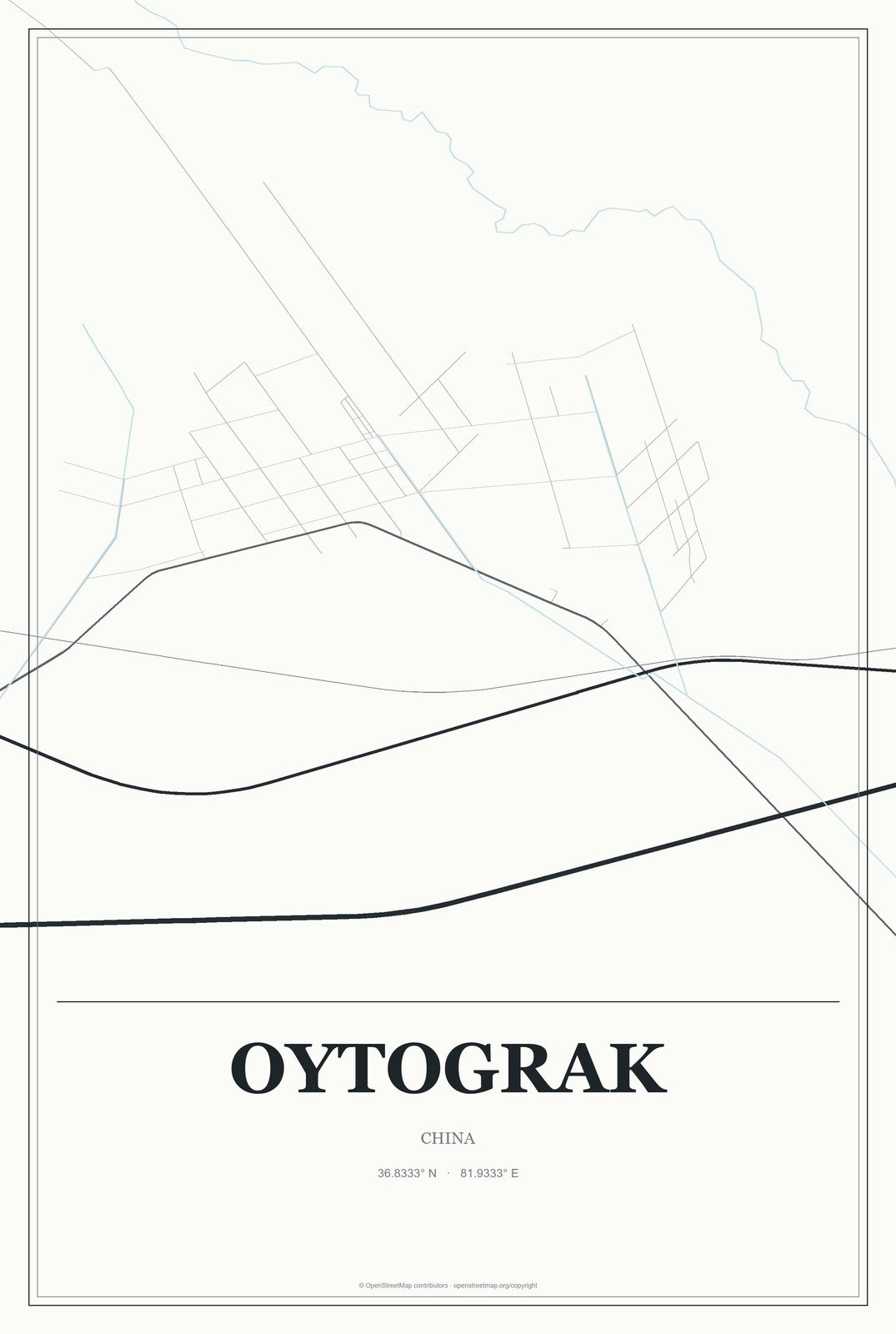 Oytograk, China City Map Aluminum Sign in Gallery Air style