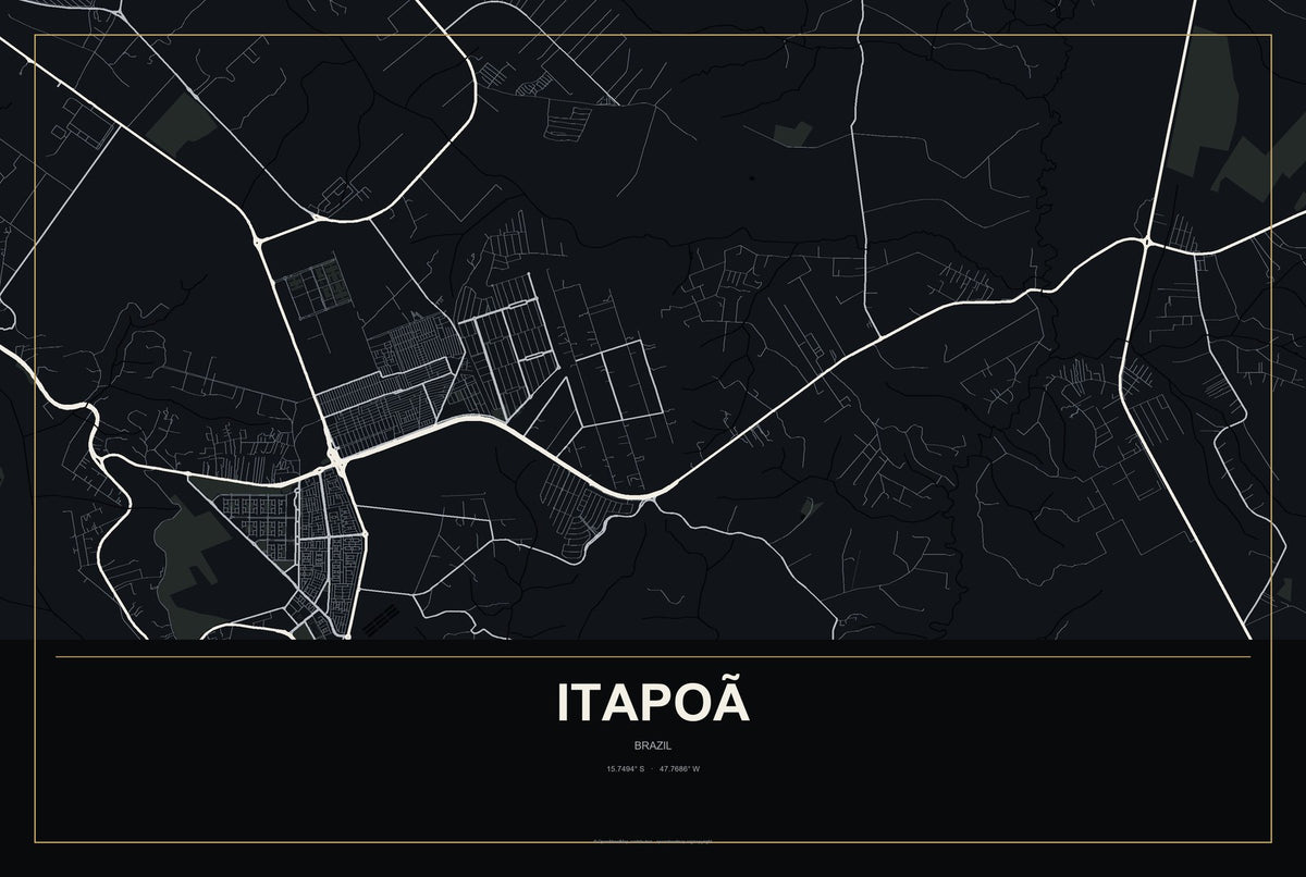 Itapoã, Brazil City Map Aluminum Sign in Metropolitan Noir style