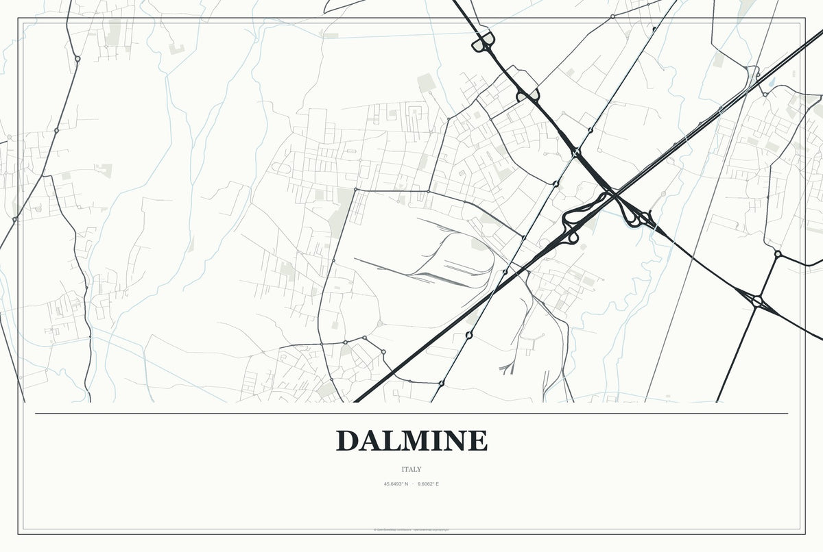 Dalmine, Italy City Map Aluminum Sign in Gallery Air style