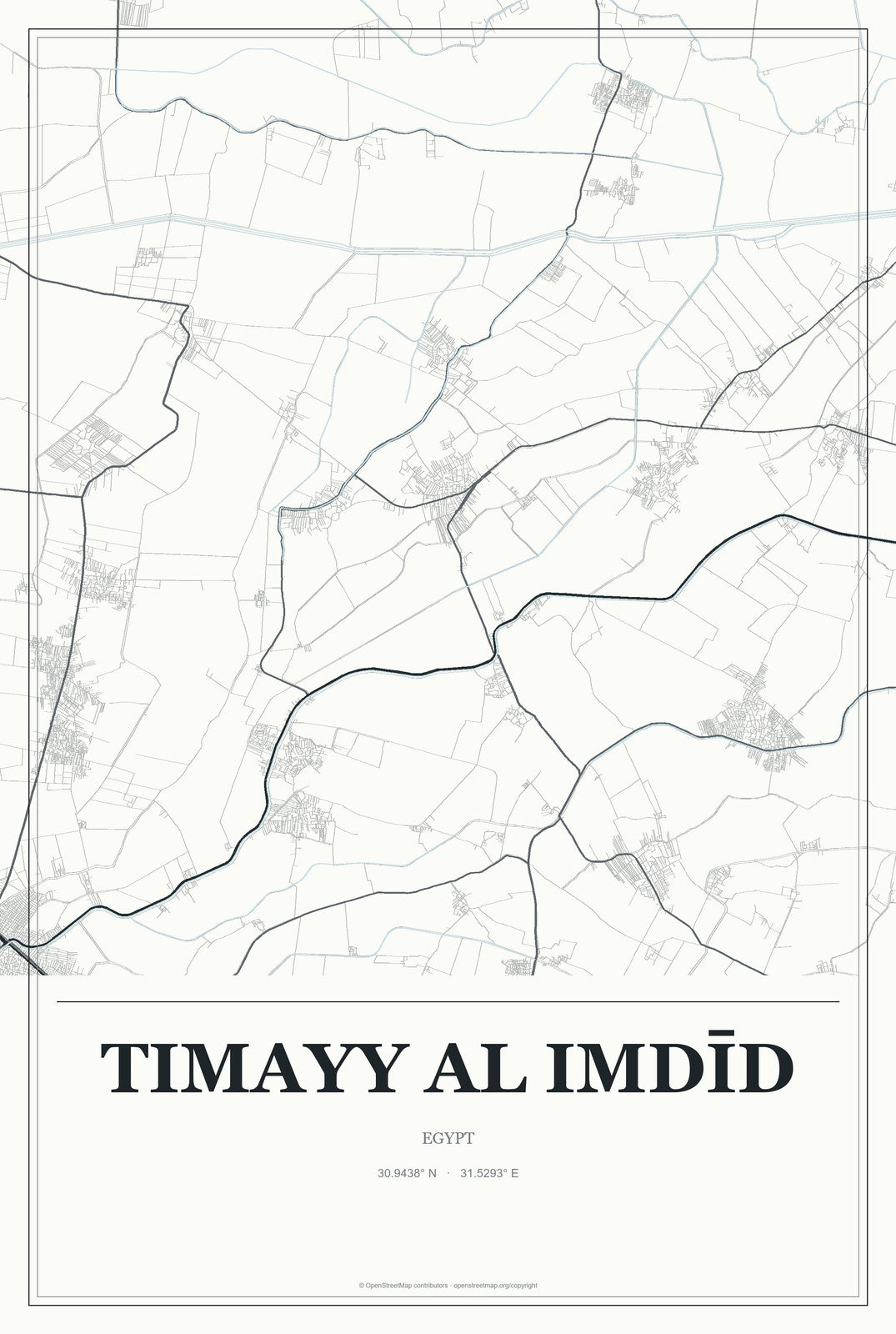 Timayy al Imdīd, Egypt City Map Aluminum Sign in Gallery Air style