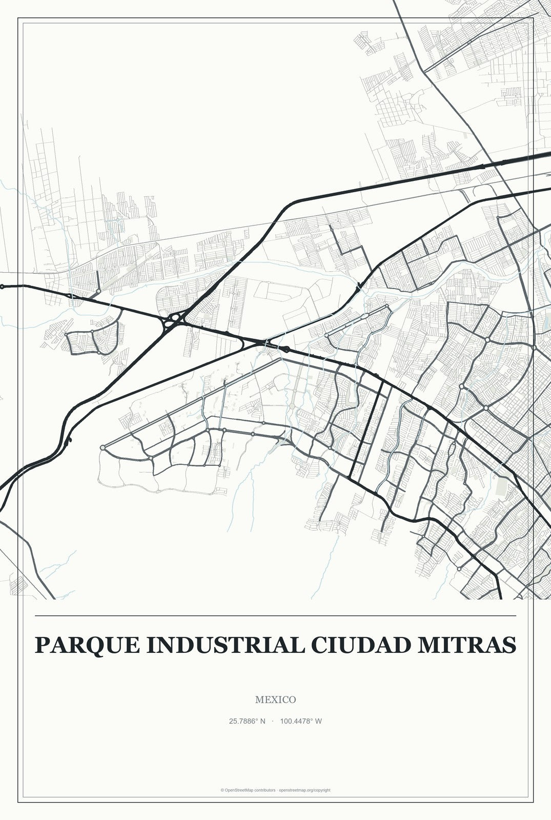 Parque Industrial Ciudad Mitras, Mexico City Map Aluminum Sign in Gallery Air style