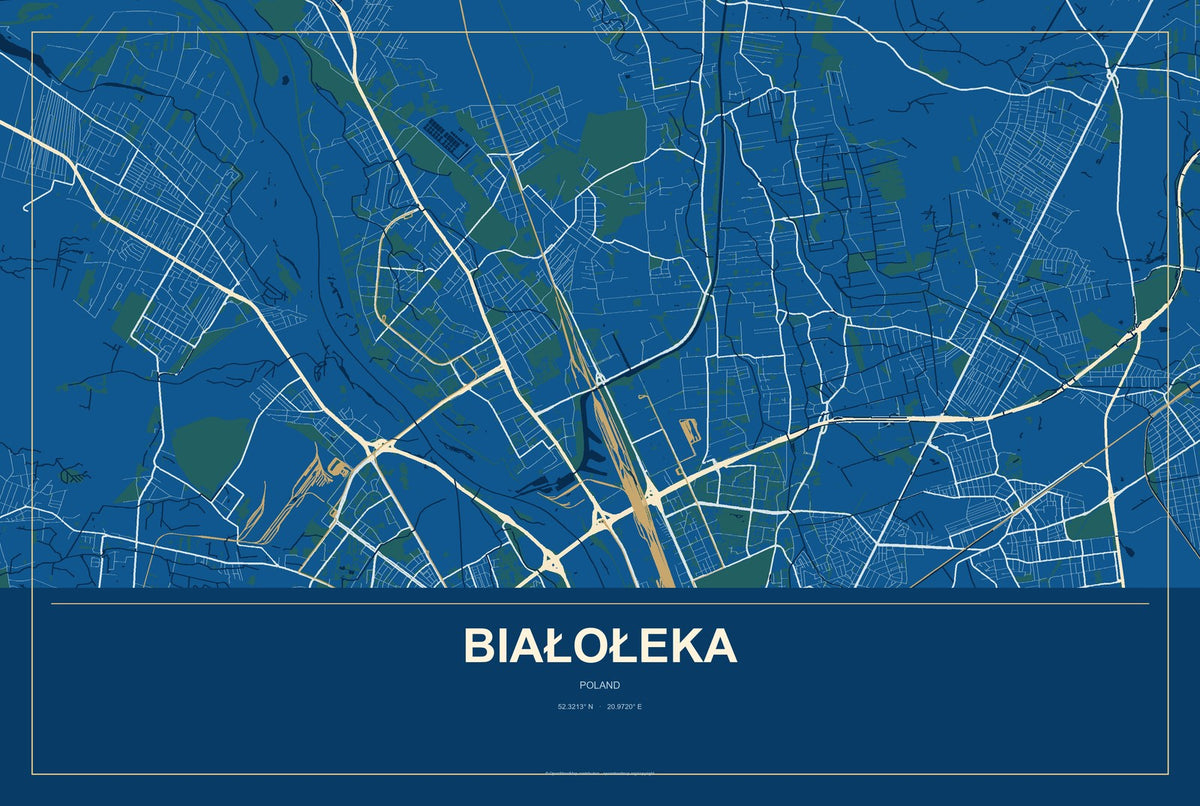 Białołeka, Poland City Map Aluminum Sign in Harbor Cobalt style