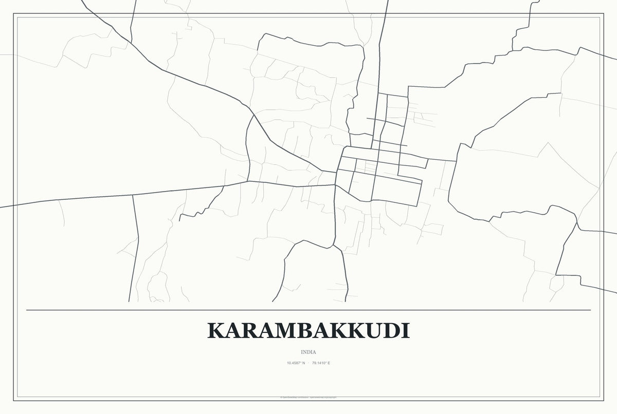 Karambakkudi, India City Map Aluminum Sign in Gallery Air style