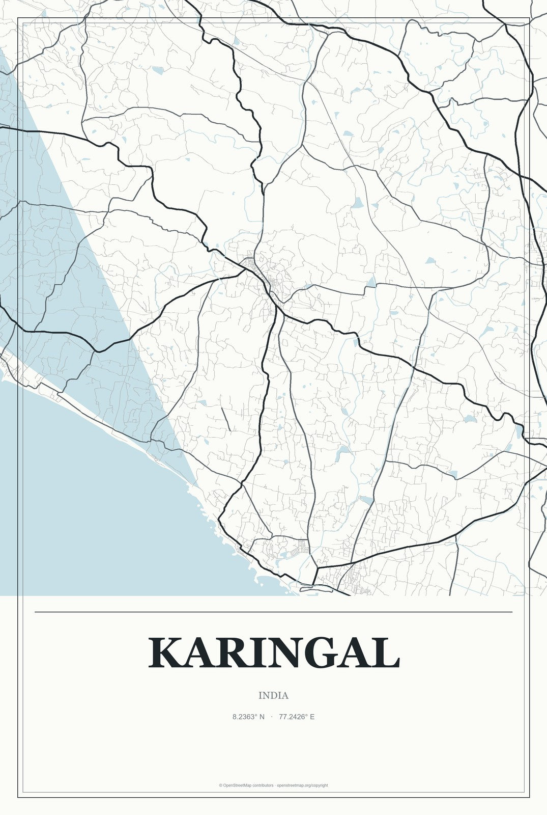 Karingal, India City Map Aluminum Sign in Gallery Air style