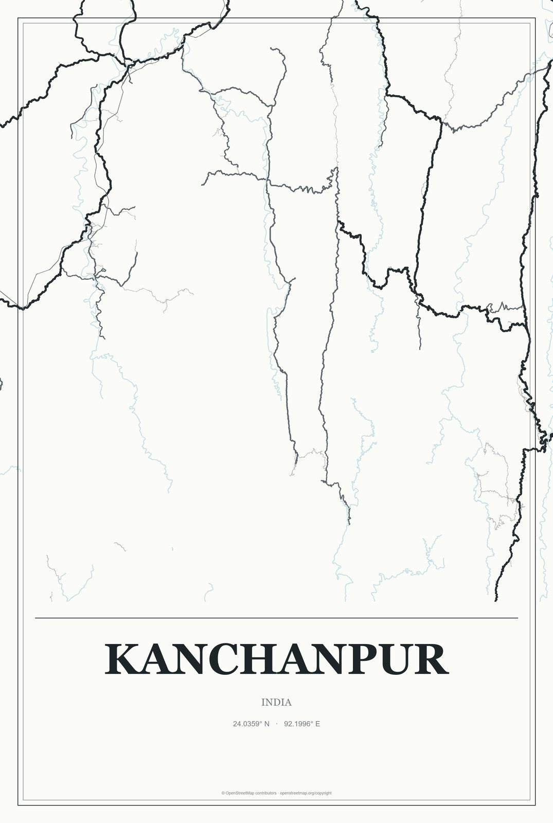 Kanchanpur, India City Map Aluminum Sign in Gallery Air style