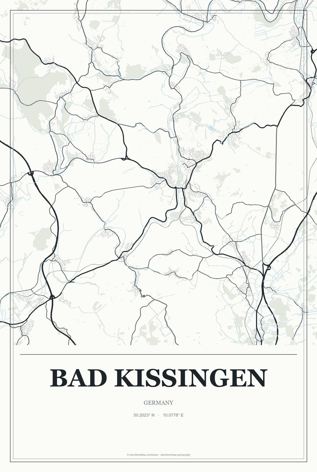 Bad Kissingen, Germany City Map Aluminum Sign in Gallery Air style