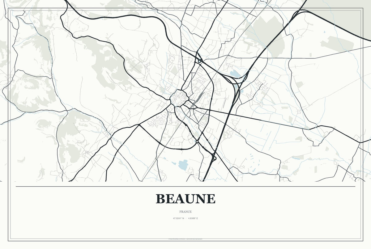 Beaune, France City Map Aluminum Sign in Gallery Air style