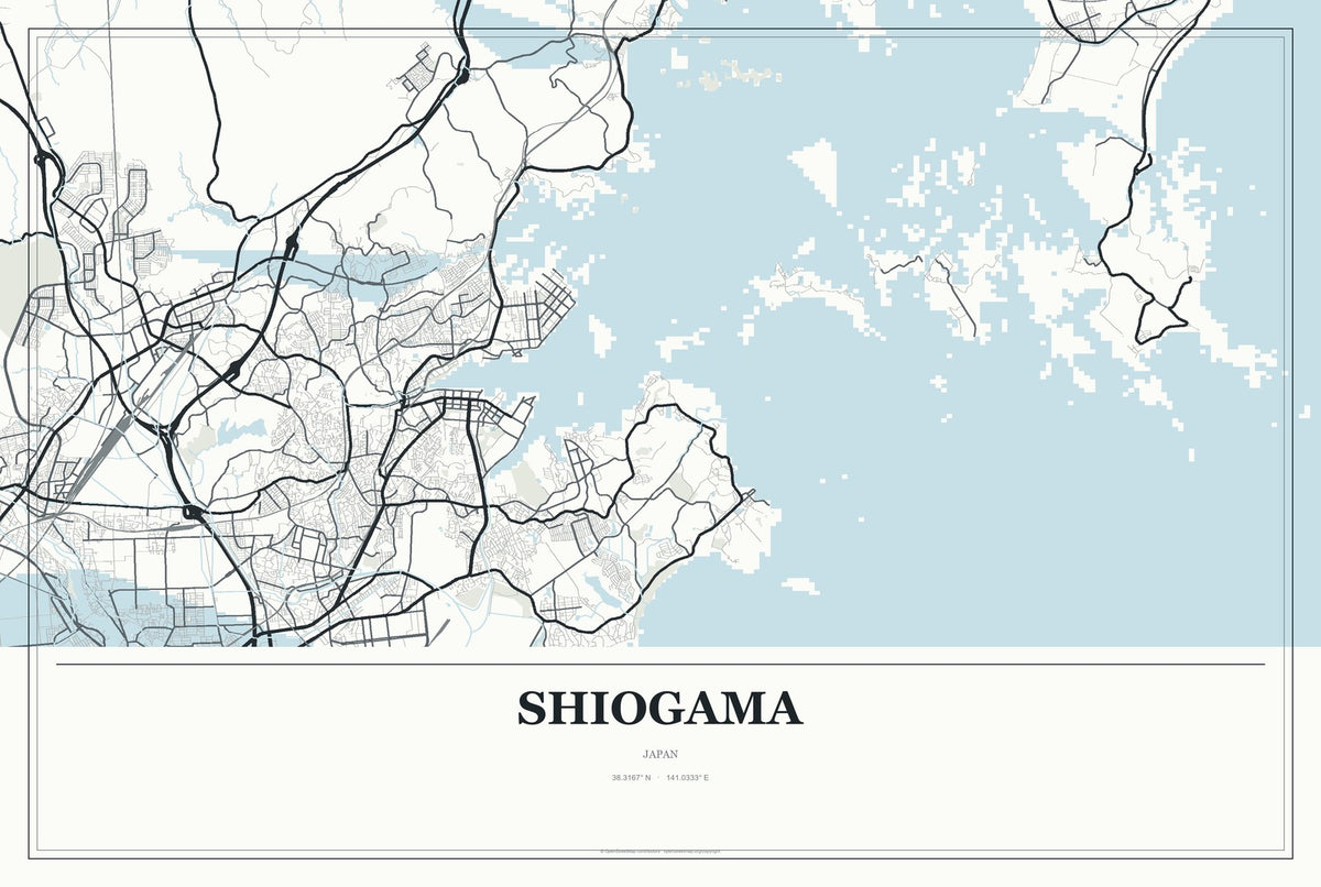 Shiogama, Japan City Map Aluminum Sign in Gallery Air style