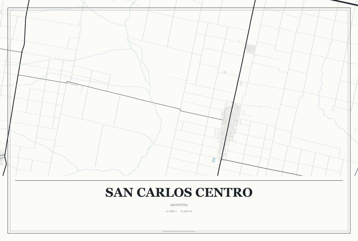 San Carlos Centro, Argentina City Map Aluminum Sign in Gallery Air style