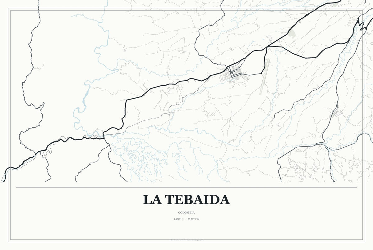 La Tebaida, Colombia City Map Aluminum Sign in Gallery Air style