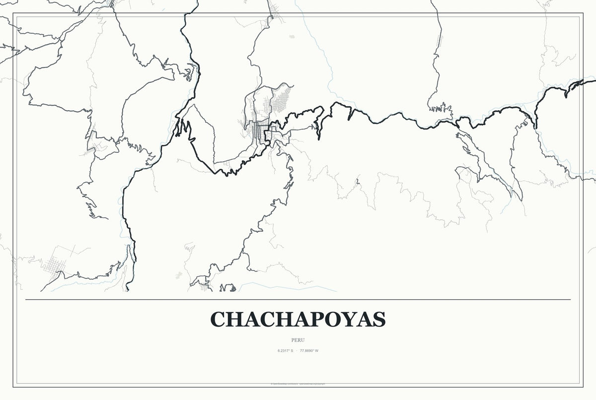 Chachapoyas, Peru City Map Aluminum Sign in Gallery Air style