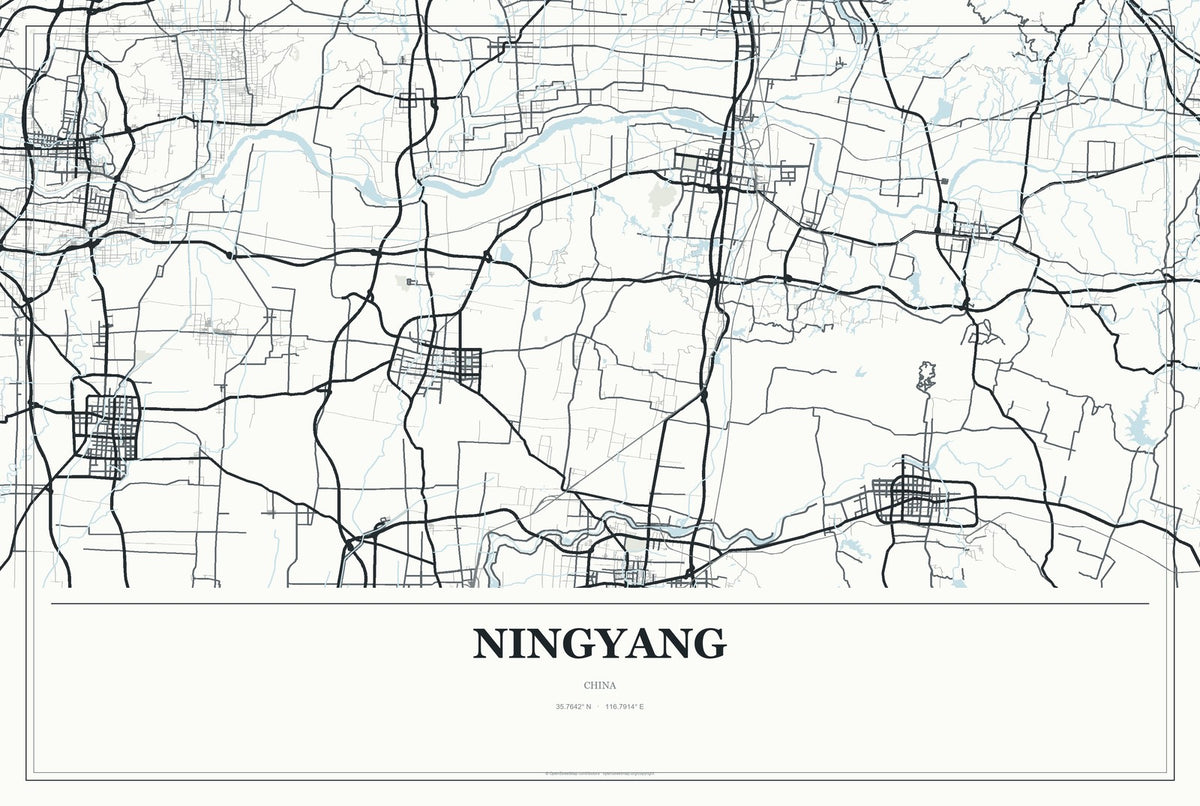 Ningyang, China City Map Aluminum Sign in Gallery Air style