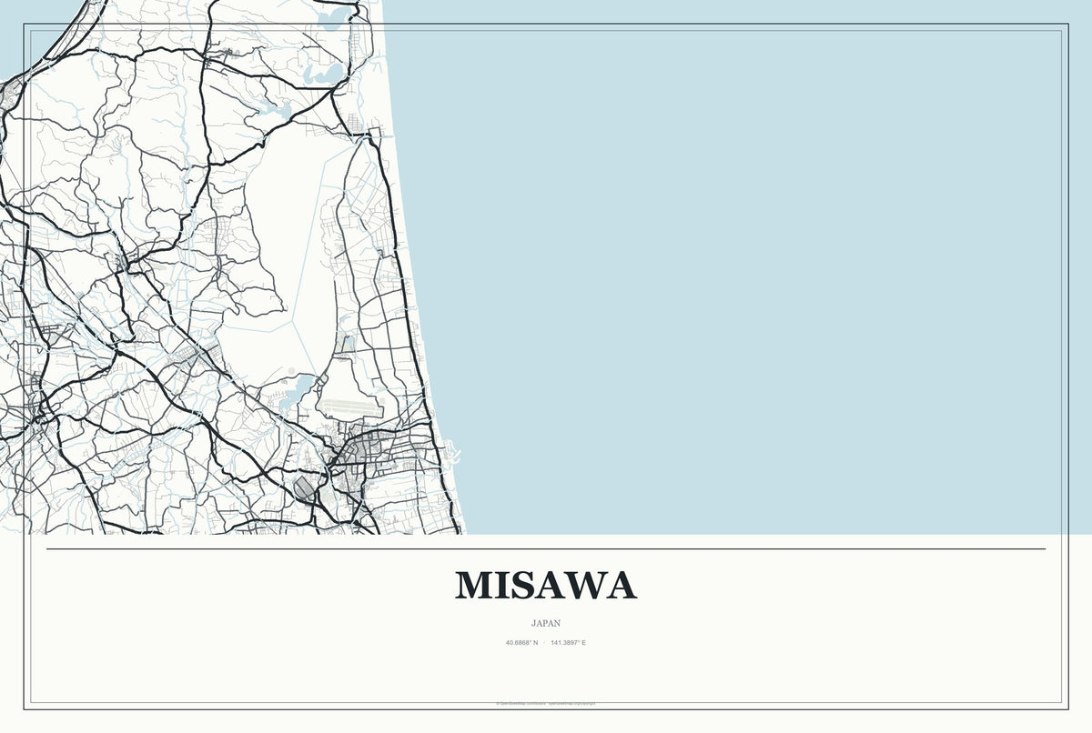 Misawa, Japan City Map Aluminum Sign in Gallery Air style