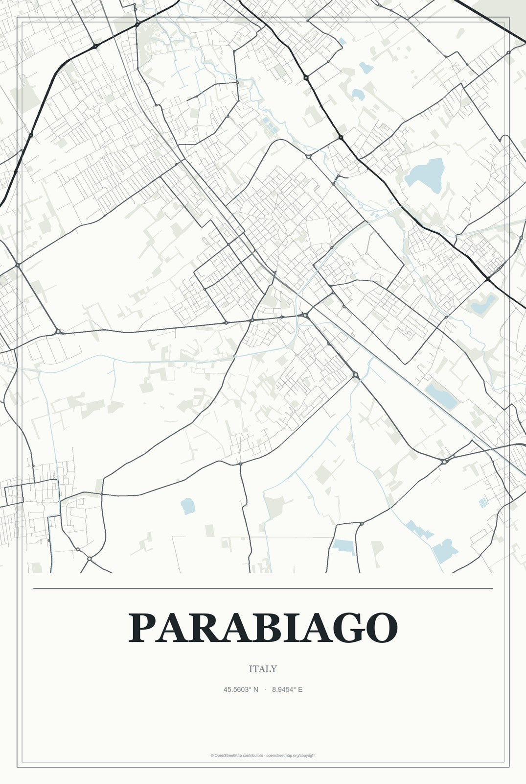 Parabiago, Italy City Map Aluminum Sign in Gallery Air style
