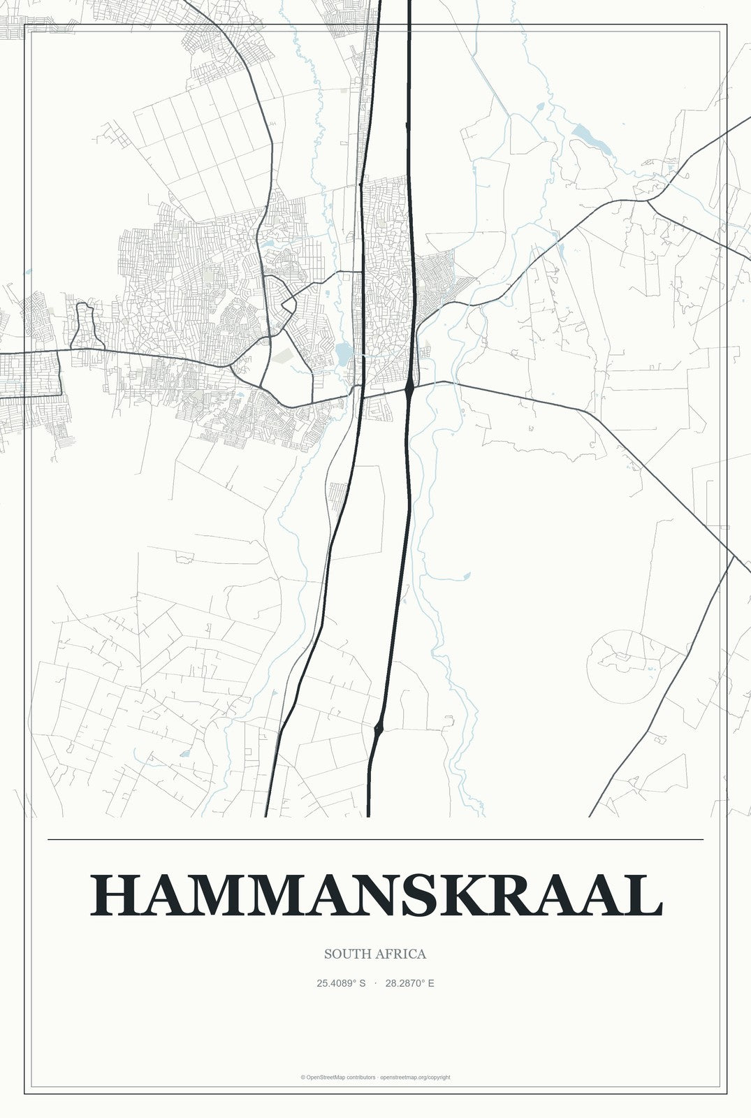 Hammanskraal, South Africa City Map Aluminum Sign in Gallery Air style