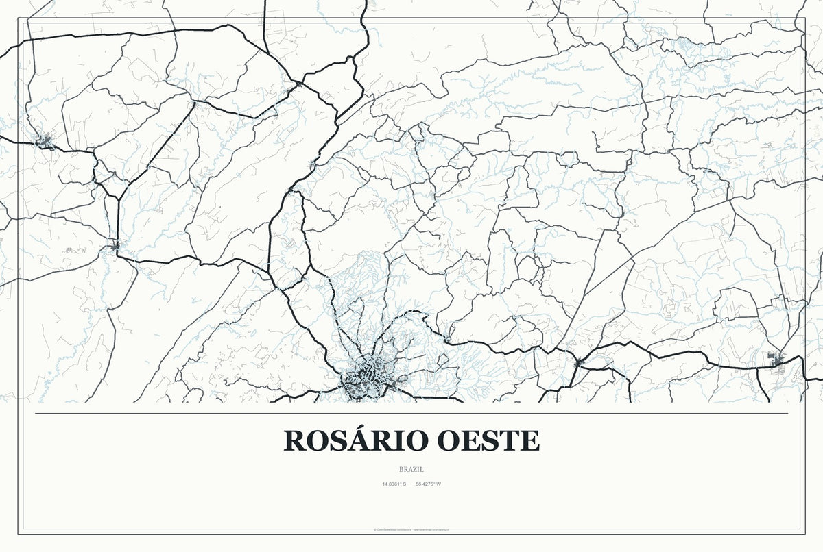 Rosário Oeste, Brazil City Map Aluminum Sign in Gallery Air style