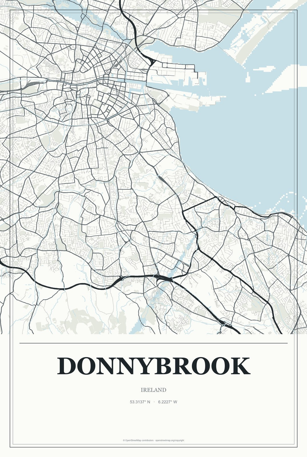 Donnybrook, Ireland City Map Aluminum Sign in Gallery Air style