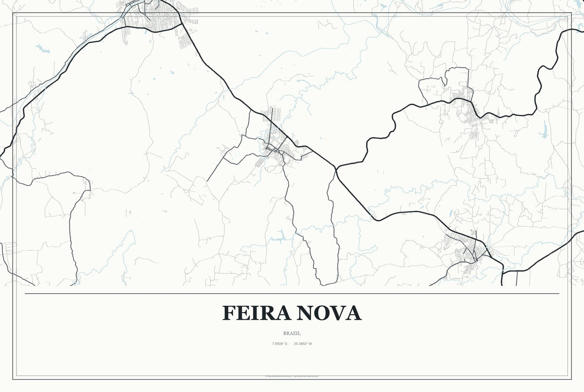 Feira Nova, Brazil City Map Aluminum Sign in Gallery Air style