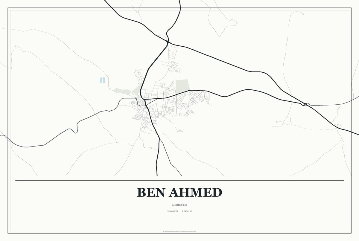 Ben Ahmed, Morocco City Map Aluminum Sign in Gallery Air style