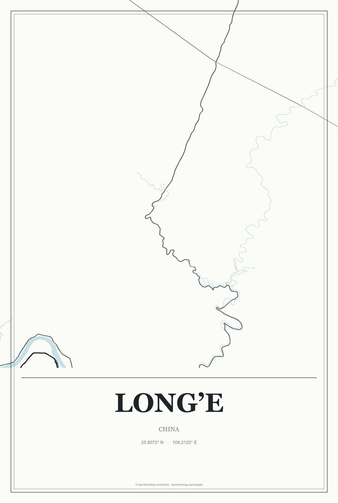Long’e, China City Map Aluminum Sign in Gallery Air style