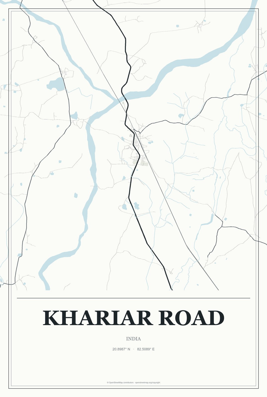 Khariar Road, India City Map Aluminum Sign in Gallery Air style