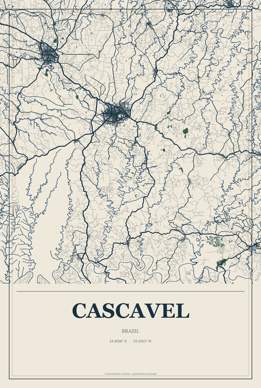 Cascavel, Ceará, Brazil City Map Aluminum Sign in Coastal Cutout style
