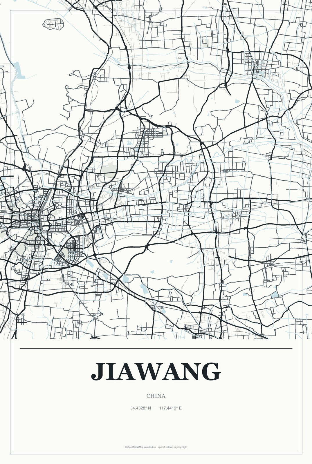 Jiawang, China City Map Aluminum Sign in Gallery Air style