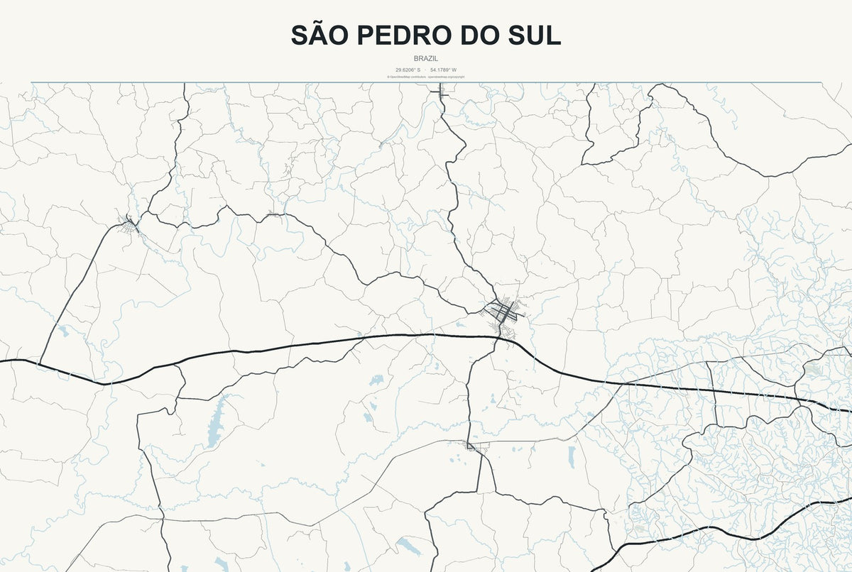 São Pedro do Sul, Brazil City Map Aluminum Sign in Headline Atlas style