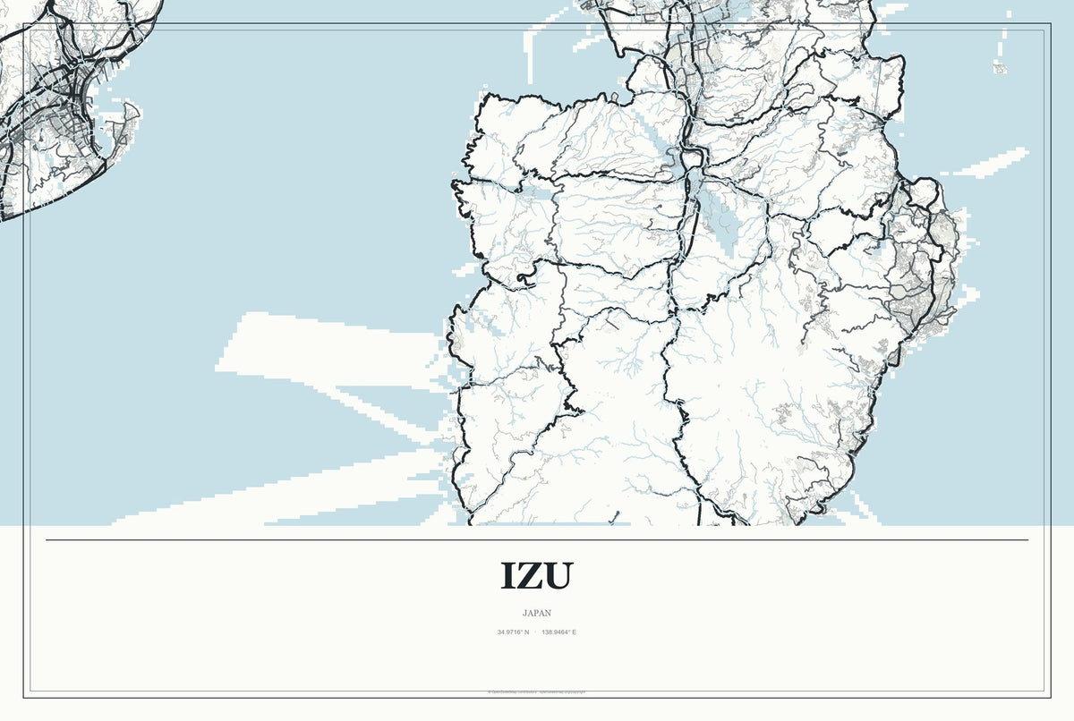 Izu, Japan City Map Aluminum Sign in Gallery Air style