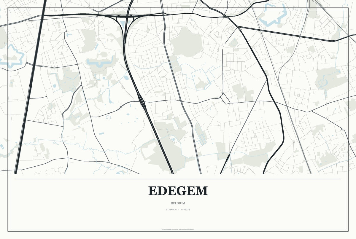 Edegem, Belgium City Map Aluminum Sign in Gallery Air style