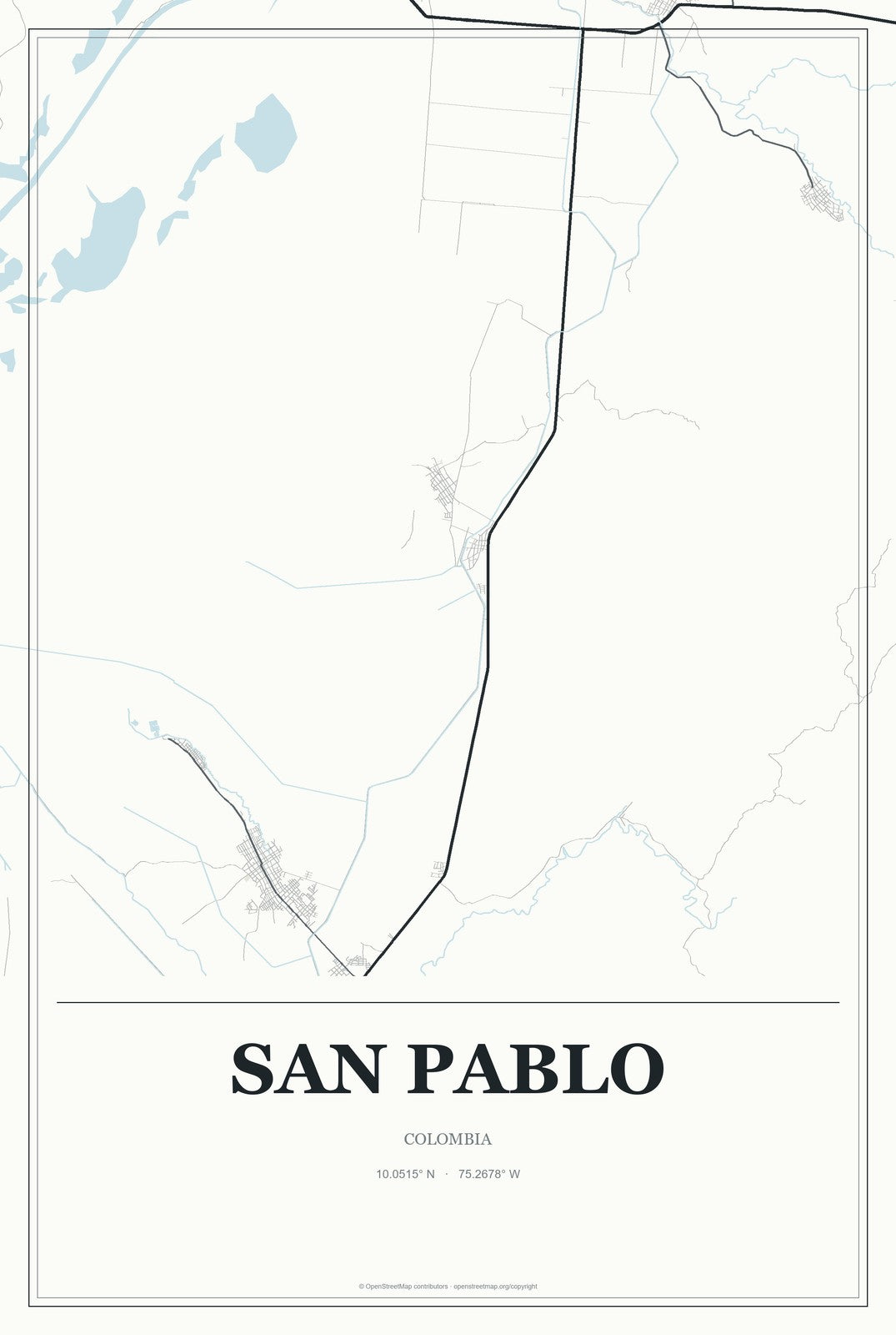 San Pablo, Colombia City Map Aluminum Sign in Gallery Air style