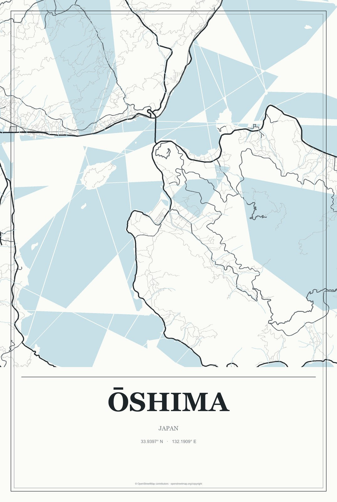 Ōshima, Japan City Map Aluminum Sign in Gallery Air style