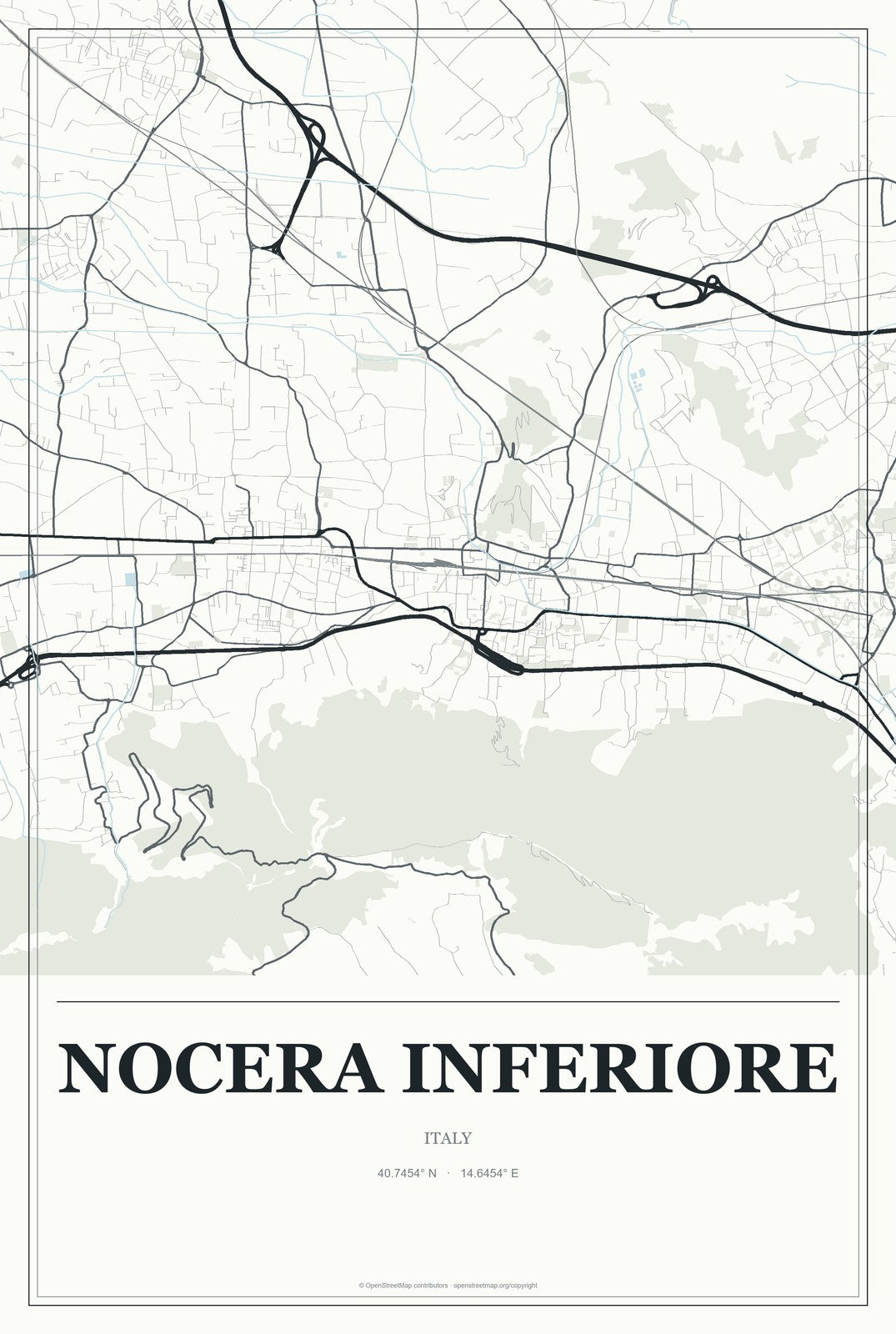 Nocera Inferiore, Italy City Map Aluminum Sign in Gallery Air style
