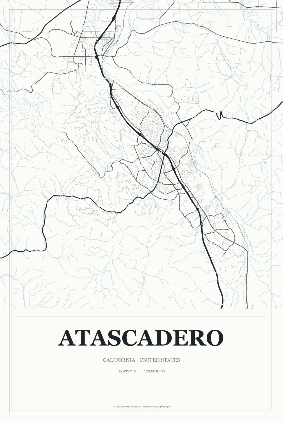 Atascadero, California City Map Aluminum Sign in Gallery Air style