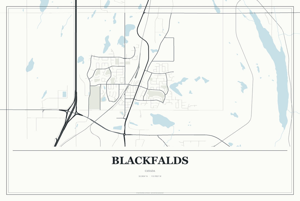 Blackfalds, Canada City Map Aluminum Sign in Gallery Air style