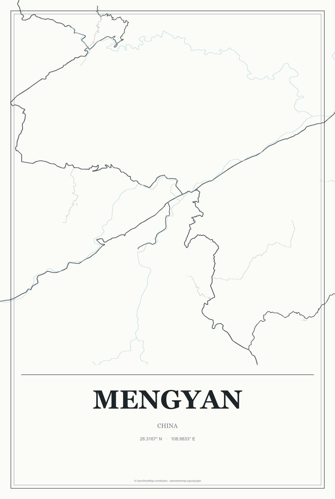 Mengyan, China City Map Aluminum Sign in Gallery Air style