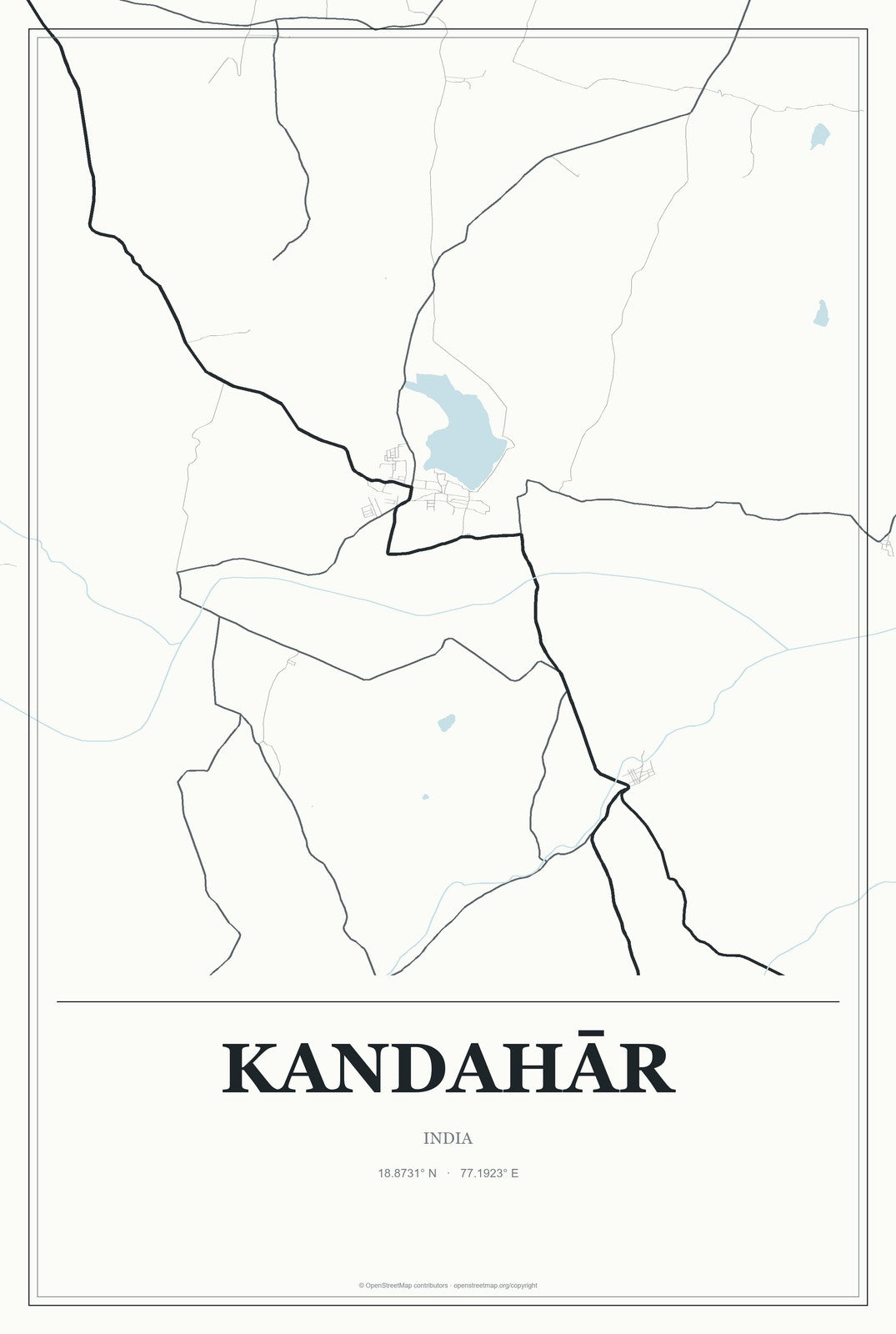 Kandahār, India City Map Aluminum Sign in Gallery Air style